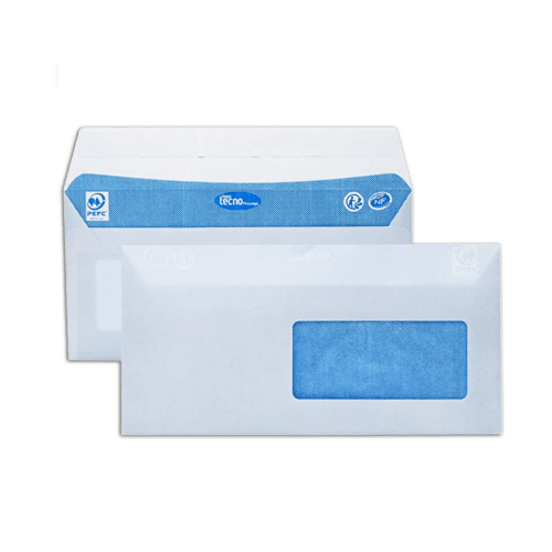 Enveloppe blanche DL 22 X 11 cm avec fenêtre 45x100 sans personnalisation