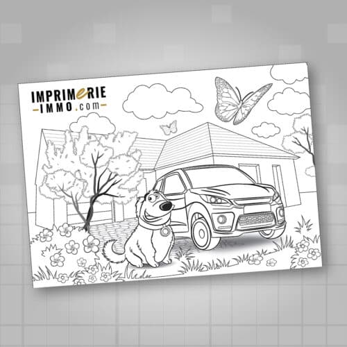 Dessin maison pour enfant à colorier, modèle SUEDE