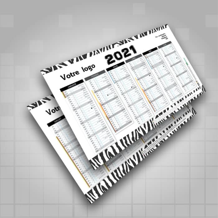 Calendrier A4 (ZEBRE) à personnaliser