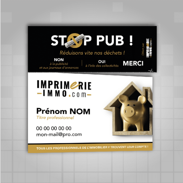 Stop pub carte de visite  8,5 x 8,5 cm avec création