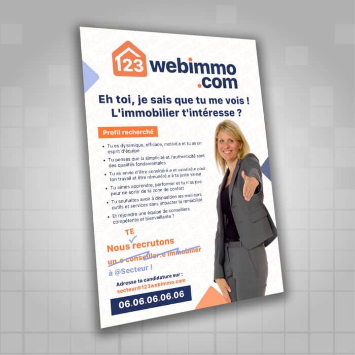 Affiche A3 Opération recrutement 2022 - 123webimmo.com