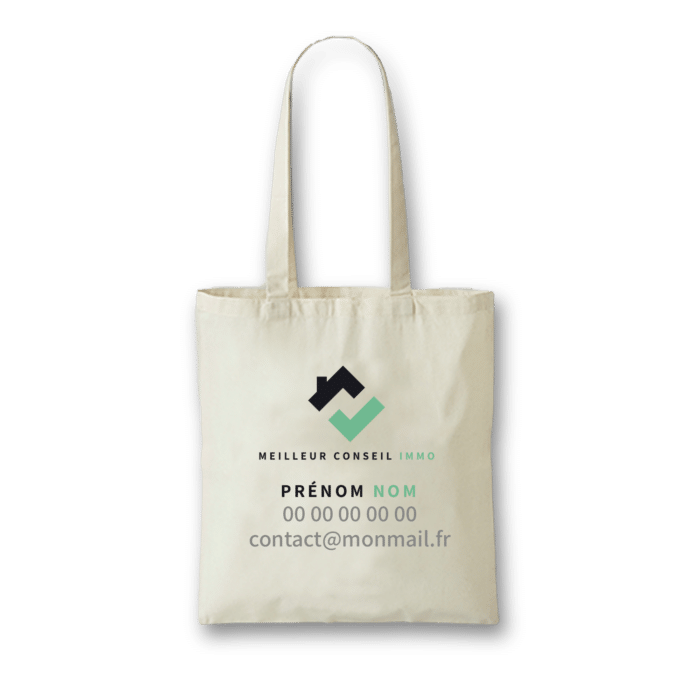 Tote Bag 1 face avec personnalisation - MEILLEUR CONSEIL IMMO