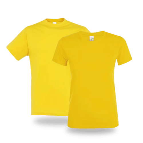 T-shirt jaune col rond Logo en quadri sur le coeur + dos