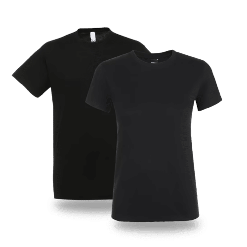 T-shirt noir col rond Logo en quadri sur le Torse