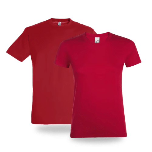 T-shirt rouge col rond Logo en quadri sur le Torse
