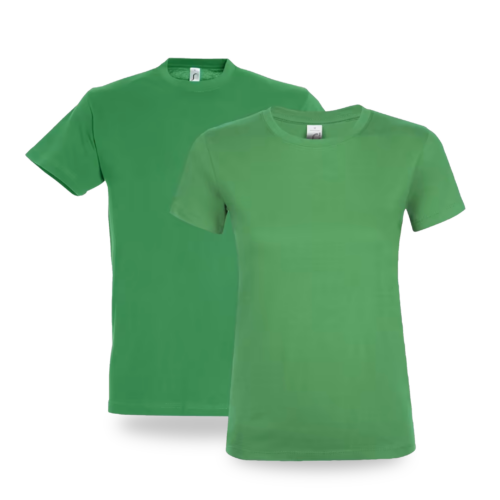 T-shirt vert col rond Logo en quadri sur le Torse