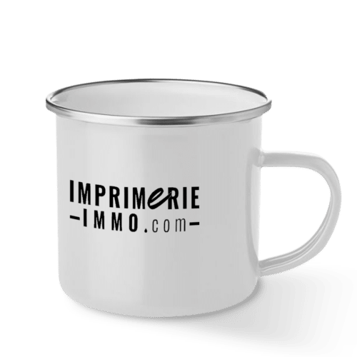 Mug en Métal avec Émail Blanc