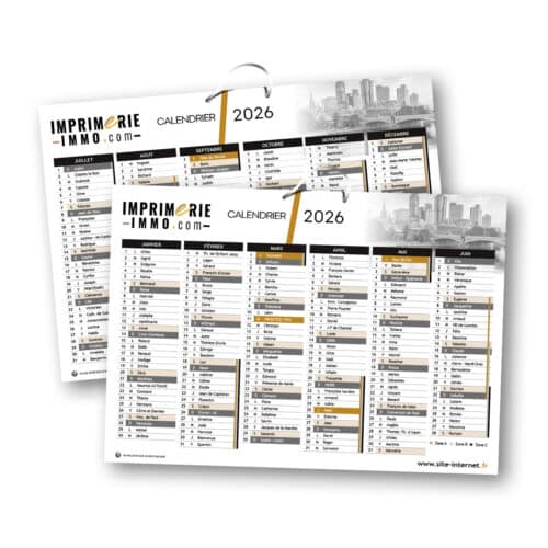 Calendrier de Banque  double perforation et cordon