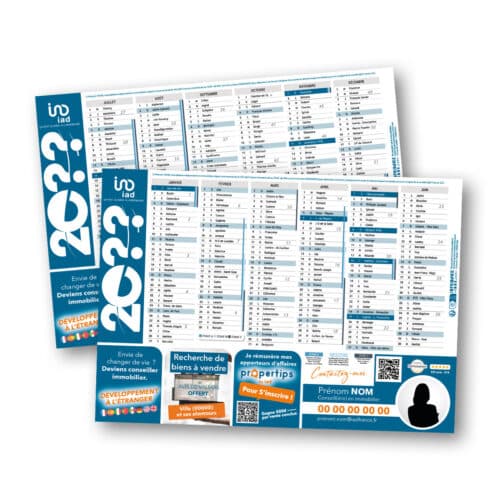 Calendrier A3 IAD 350 grammes - IAD France