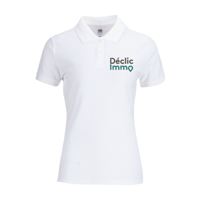 Polo blanc déclic immo femme brodé 1