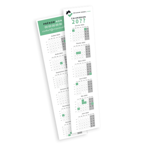 Calendrier Marque pages 300 g/m² - MEILLEUR CONSEIL IMMO