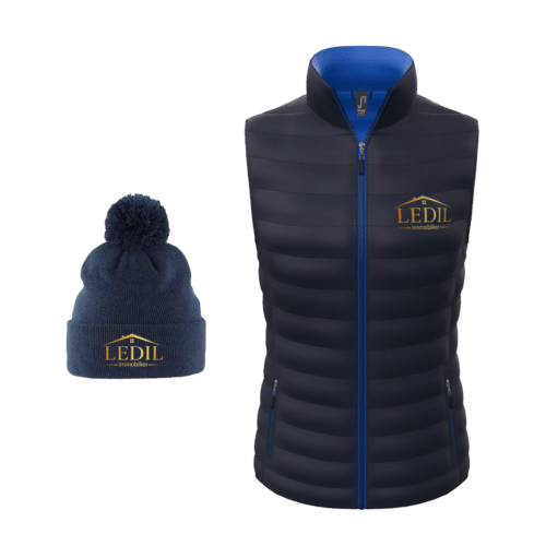 Doudoune light Femme de SOL'S logo sur le coeur + Bonnet - LEDIL immobilier