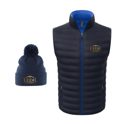 Doudoune light Homme de SOL'S logo sur le coeur + Bonnet - LEDIL immobilier