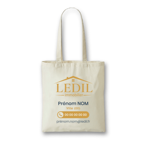 Tote Bag 1 face avec personnalisation - LEDIL immobilier