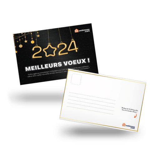Carte de voeux 10,5 x 14,8 cm recto verso (2 faces ) vernis UV brillant recto seul - 123webimmo.com