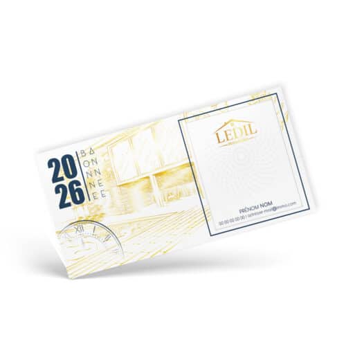 Carte de voeux 9,9 x 21 cm recto (1 face ) pelliculage mat - LEDIL immobilier