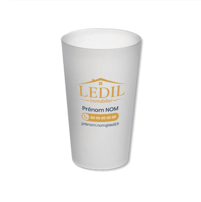 Gobelet personnalisé avec vos coordonnées - LEDIL immobilier