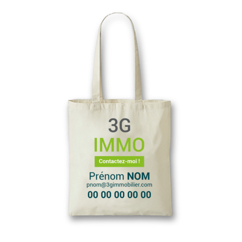Tote Bag 1 face avec personnalisation - 3G IMMO