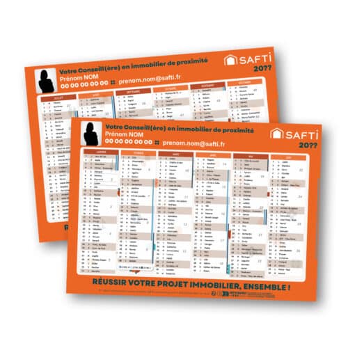 Calendrier A5, 250 grammes - Safti