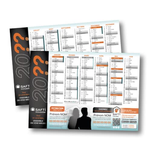 Calendrier A4, 300 grammes - Safti