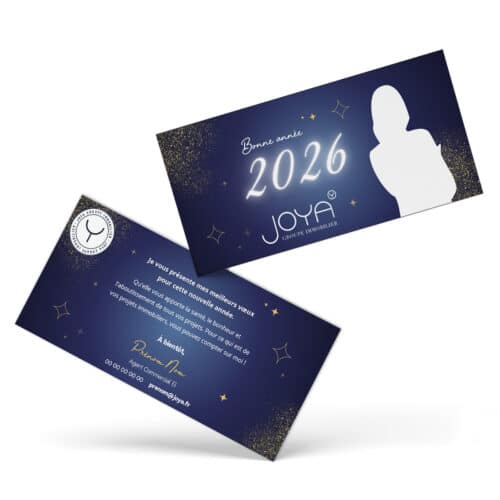 Carte de voeux 9,9 x 21 cm recto verso - Votre shop Joya