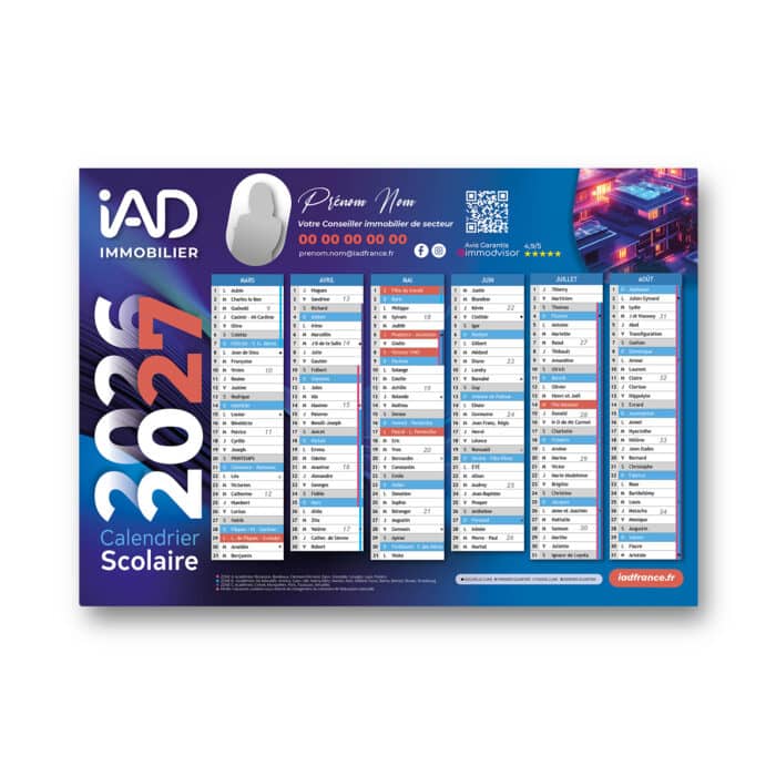 Calendrier Scolaire IAD A4 350 grammes - IAD France