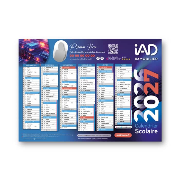 Calendrier Scolaire IAD A4 350 grammes - IAD France