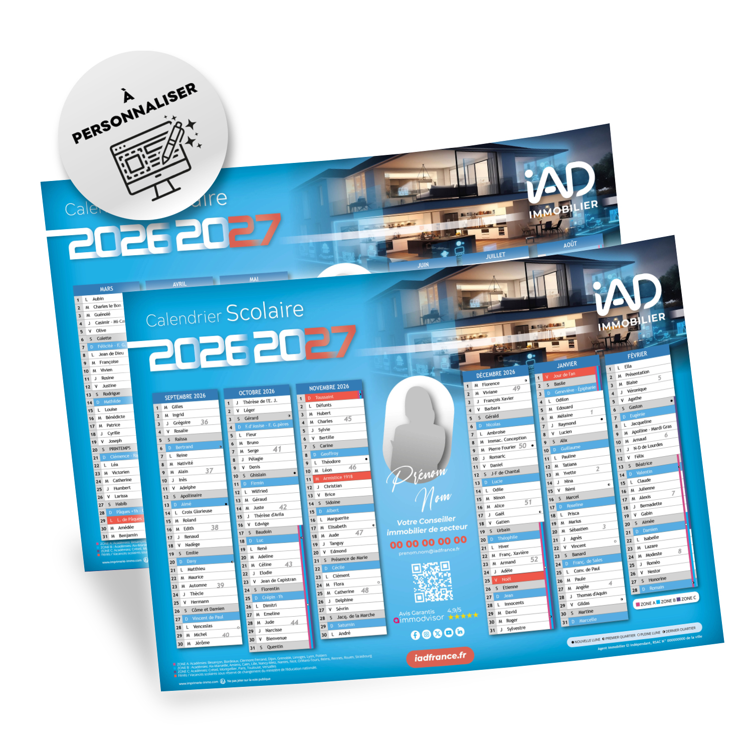 calendrier scolaire iad pas cher