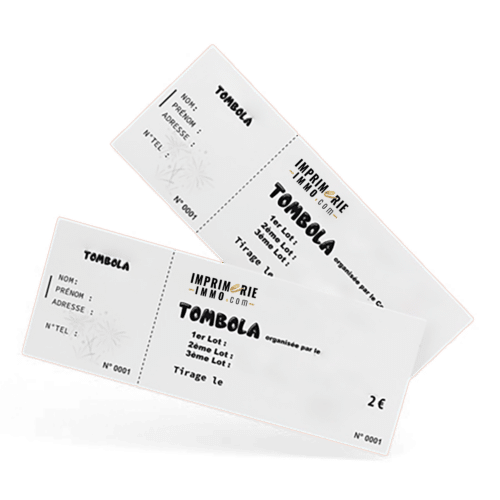 Ticket de tombola 5 x 10 cm avec numérotation, carnet de 10
